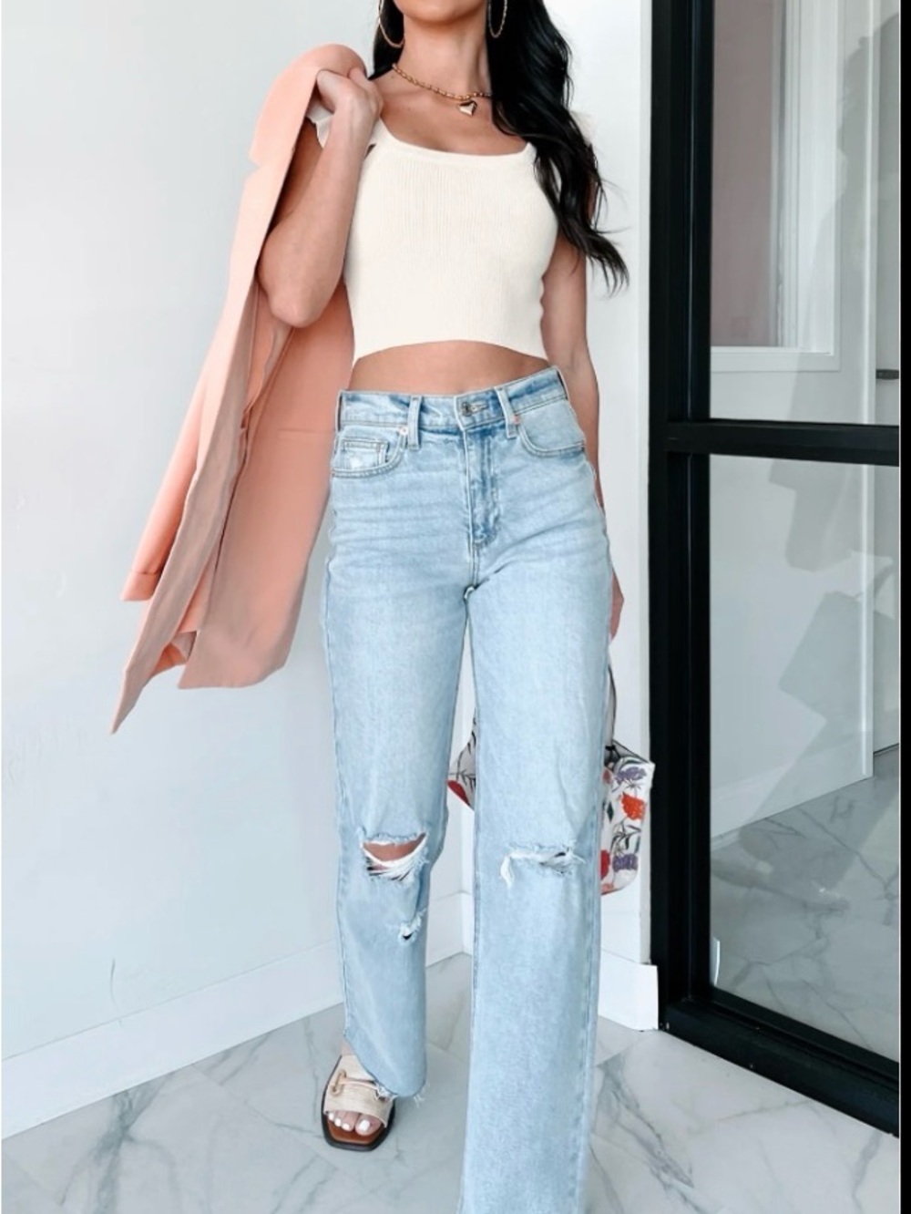Sneak Peek Light Blue High-Rise Distressed Women's Jeans